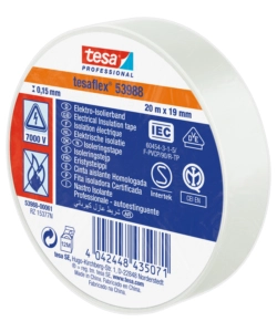 NASTRO ISOLANTE ELETTRICO IN PVC BIANCO, 19 MM X 20 MT - TESA
